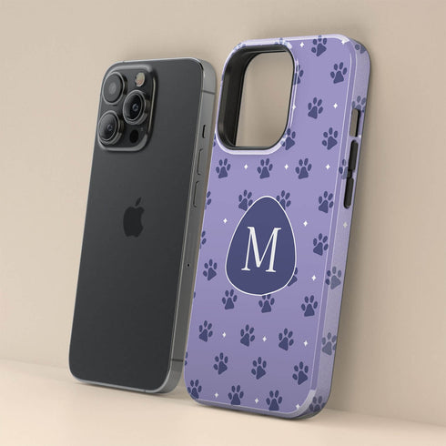 Custom Initials Cat Paws iPhone Case